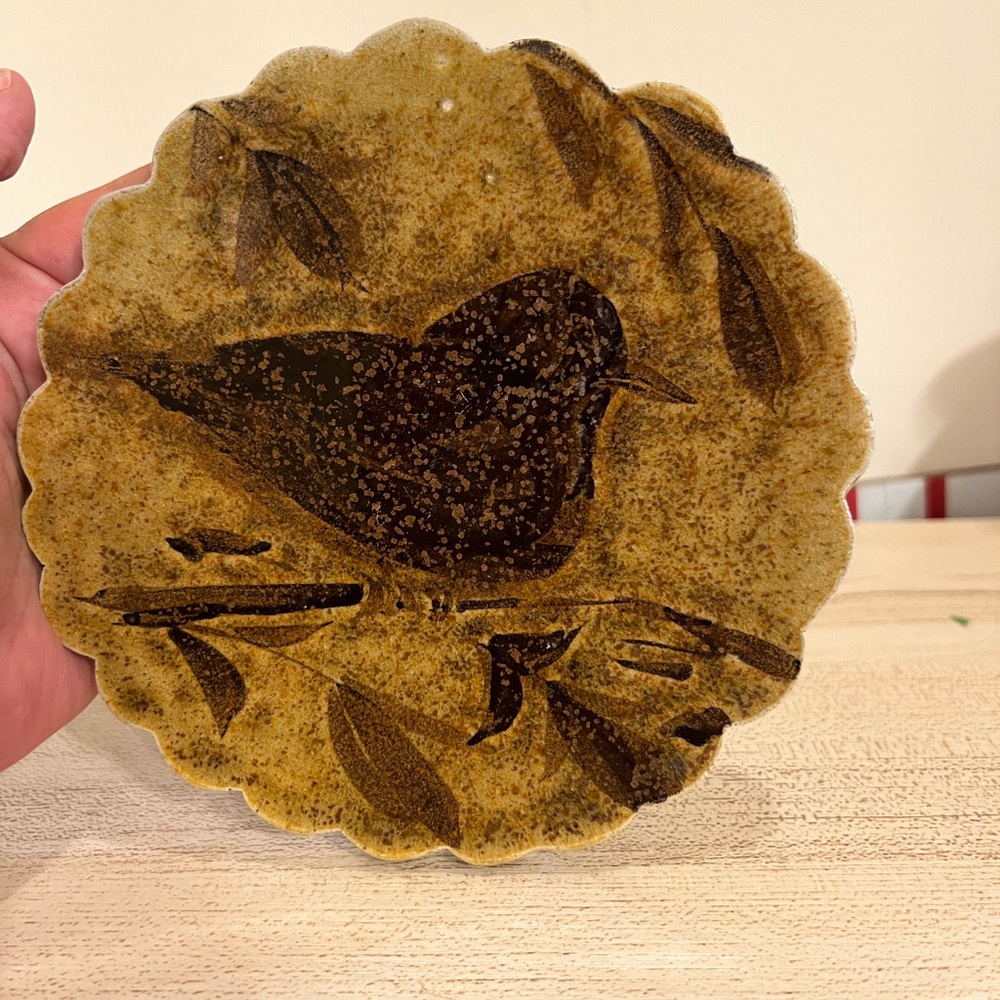 Michael Klein Studio Pottery signed bird decore dish